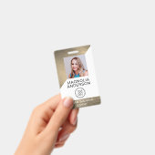 つや消しメタル従業員フォトロゴバーコード バッジ (手持ち)