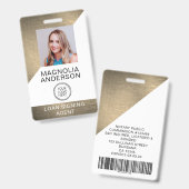 つや消しメタル従業員フォトロゴバーコード バッジ (正面＆裏面)