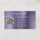 つや消しメタル深夜紫色の会社ロゴQRコード 名刺 (裏面)