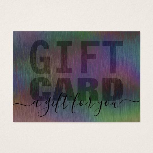 つや消しメタル虹ホログラフィックギフトカードブラック (正面)