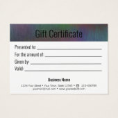 つや消しメタル虹ホログラフィックギフトカードブラック (裏面)