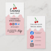 つや消しモダンカラフルパンさくらんぼ 名刺 (正面/裏面)