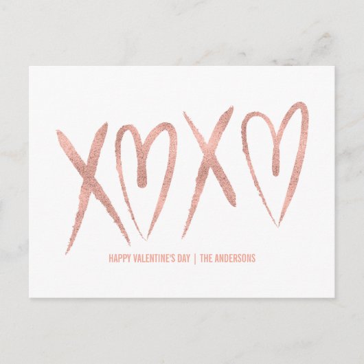 つや消しモダンバラ金ゴールドバレンタインポストカード シーズンポストカード (正面)