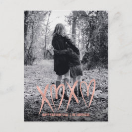 つや消しモダンバラ金ゴールドバレンタイン写真はがき シーズンポストカード