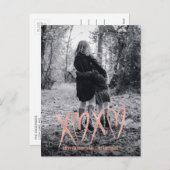 つや消しモダンバラ金ゴールドバレンタイン写真はがき シーズンポストカード (正面/裏面)