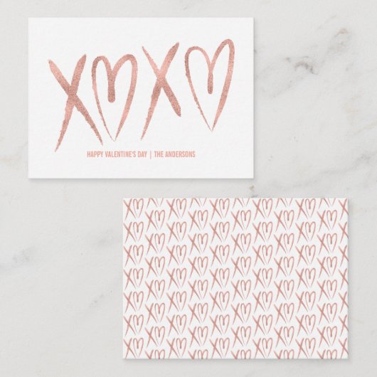 つや消しモダンバラ金ゴールド教室バレンタインカード ノートカード (正面/裏面)