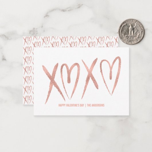 つや消しモダンバラ金ゴールド教室バレンタインカード ノートカード (正面/裏面インサイチュ)