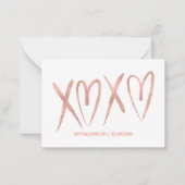 つや消しモダンバラ金ゴールド教室バレンタインカード ノートカード (正面)