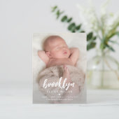 つや消し名モダン誕発表はがき ポストカード (スタンド正面)