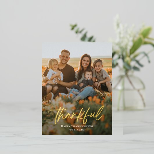 つや消し感謝箔写真感謝祭はがき 箔シーズンポストカード (立ち正面)
