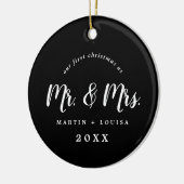 つや消し新婚初めてのクリスマス結婚の写真 セラミックオーナメント (左)