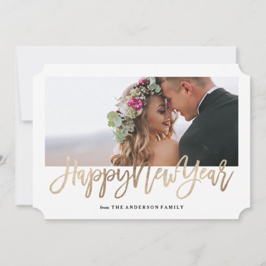 つや消し新年フェイク金ゴールド休暇写真カード シーズンカード (正面)