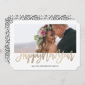 つや消し新年フェイク金ゴールド休暇写真カード シーズンカード (正面/裏面)