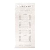 つや消し白エレガント大理石サロン価格リストメニュー ラックカード (正面)