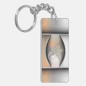 つや消し輝くスチールモノグラム キーホルダー (正面左)