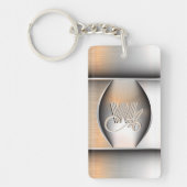 つや消し輝くスチールモノグラム キーホルダー (正面)