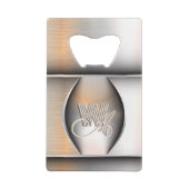 つや消し輝くスチールモノグラム クレジットカード栓抜き (裏面)