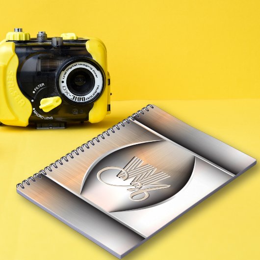 つや消し輝くスチールモノグラム ノートブック