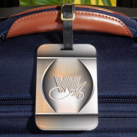 つや消し輝くスチールモノグラム ラゲッジタグ (正面インサイチュ2)