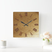 つや消し金ゴールドメタルルックウォールクロック スクエア壁時計 (ホーム)