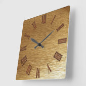 つや消し金ゴールドメタルルックウォールクロック スクエア壁時計 (傾斜)