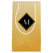 つや消エレガントし黄色に金ゴールドモシンプルノグラム スモールペーパーバッグ (正面)