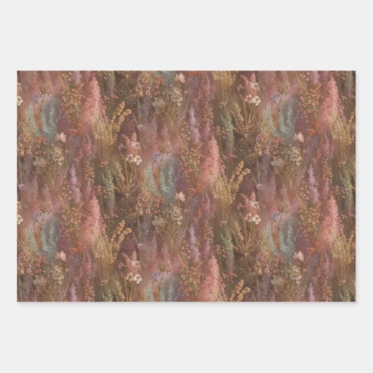 つららヴィンテージスタイル模様フローラ昆虫 ラッピングペーパーシート (正面3)