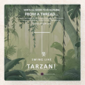 つるが糸に乗っている ガラスコースター (正面)