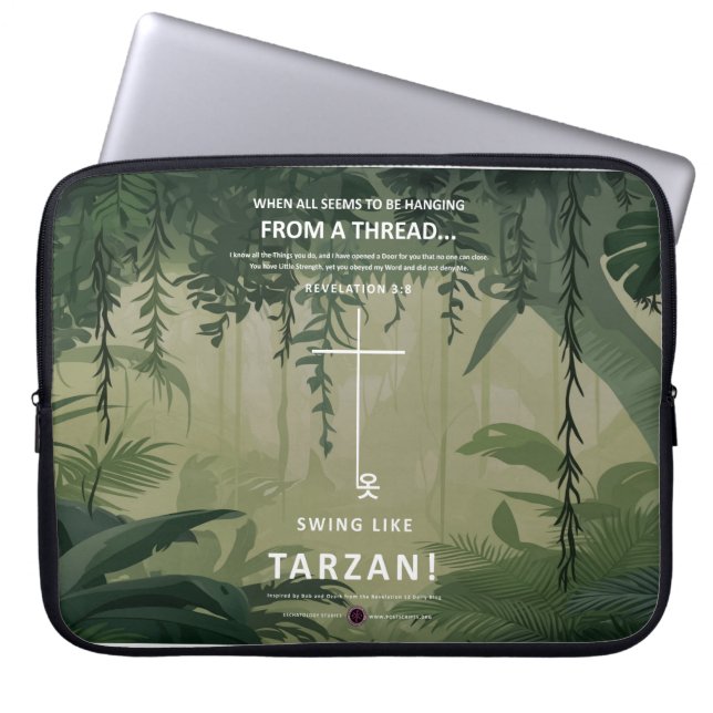 つるが糸に乗っている ラップトップスリーブ (正面)