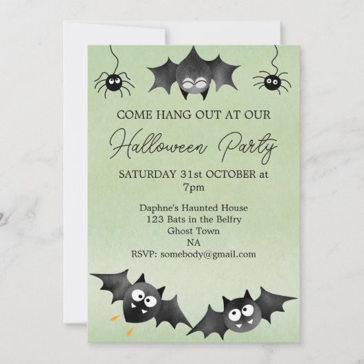 つるこうもりハロウィーン招待状 招待状 (正面)