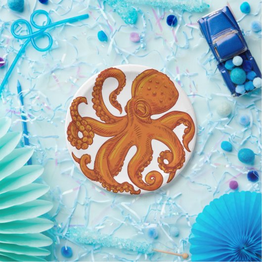 つるつる海生海タコス長い触手 ペーパープレート (パーティー)