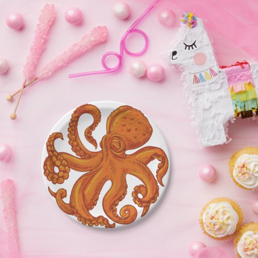 つるつる海生海タコス長い触手 ペーパープレート (パーティー)