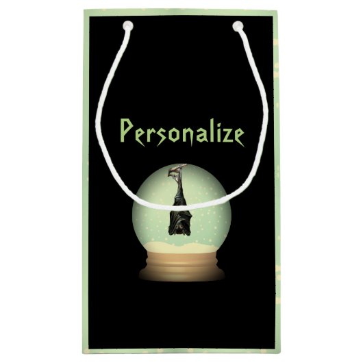 つるのこうもりスノーグローブ黒ヴィンテージゴシック秋 スモールペーパーバッグ (裏面)