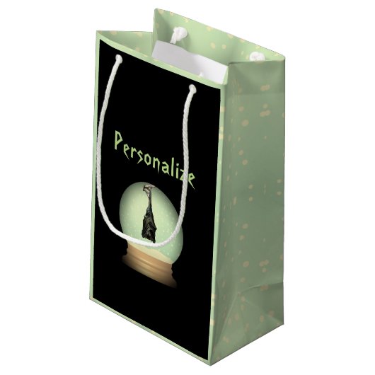 つるのこうもりスノーグローブ黒ヴィンテージゴシック秋 スモールペーパーバッグ (裏面アングル)