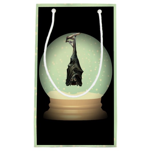 つるのこうもりスノーグローブ黒ヴィンテージゴシック秋 スモールペーパーバッグ (正面)