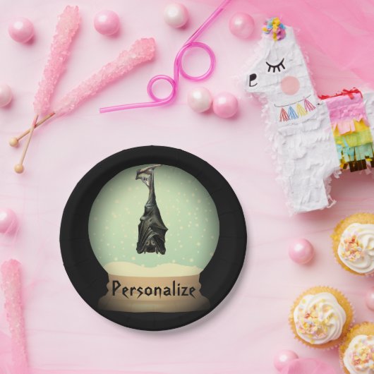 つるのこうもりスノーグローブ黒ヴィンテージゴシック秋 ペーパープレート (パーティー)