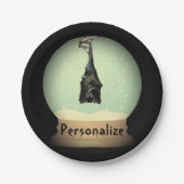 つるのこうもりスノーグローブ黒ヴィンテージゴシック秋 ペーパープレート (正面)