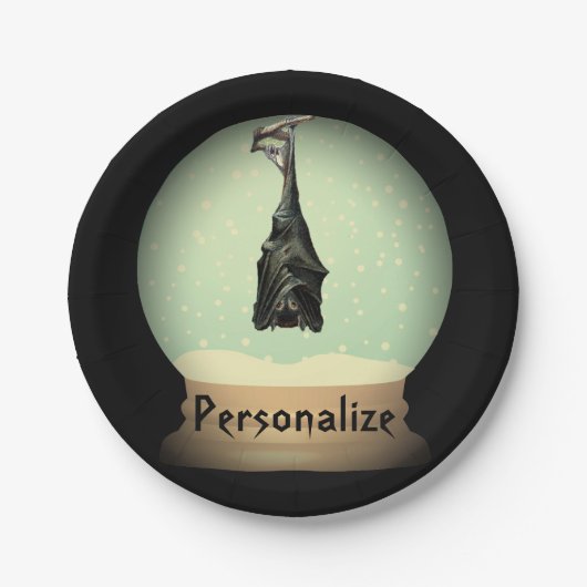 つるのこうもりスノーグローブ黒ヴィンテージゴシック秋 ペーパープレート (正面)