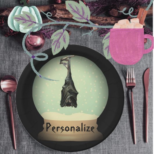 つるのこうもりスノーグローブ黒ヴィンテージゴシック秋 ペーパープレート