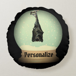 つるのこうもりスノーグローブ黒ヴィンテージゴシック秋 ラウンドクッション