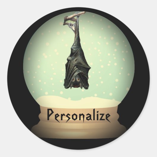 つるのこうもりスノーグローブ黒ヴィンテージゴシック秋 ラウンドシール (正面)