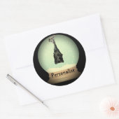 つるのこうもりスノーグローブ黒ヴィンテージゴシック秋 ラウンドシール (封筒)