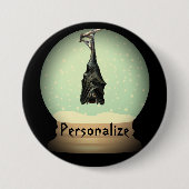 つるのこうもりスノーグローブ黒ヴィンテージゴシック秋 缶バッジ (正面)