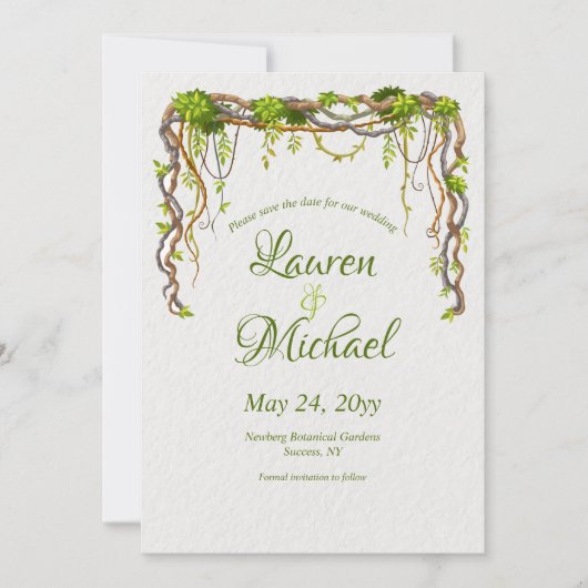 つるの枝 Save the Date 発表 招待状 (正面)