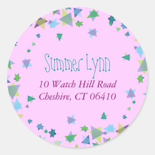 つるのHEBREW LETTER差出人住所シール ラウンドシール (正面)