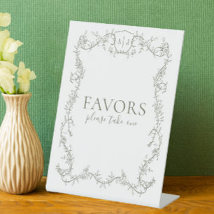 つるバラの植物モチーフの結婚式の引出物テーブル 台座サイン