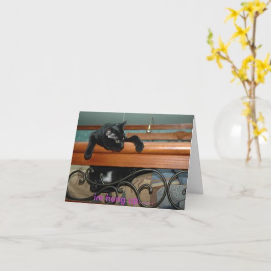 つる上子猫 カード (黄色い花)