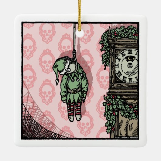 つる小妖精や小人ドールポップ・アートのゴシック セラミックオーナメント (裏面)