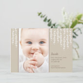 つる植物お洒落生誕通知ベージュ色カード 案内状 (スタンド正面)