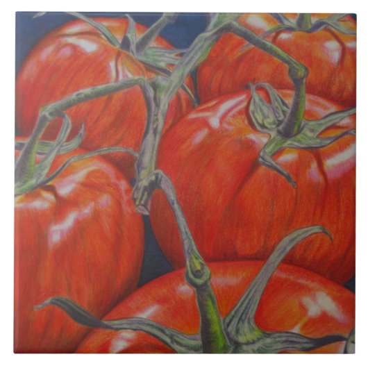 "つる植物で"のタイルTrivet タイル (正面)